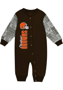 Cleveland Browns Baby Brown Playbook Long Sleeve One Piece
