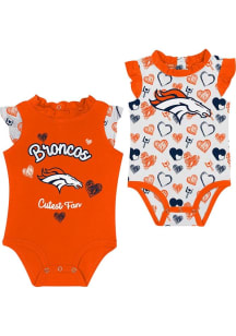 Denver Broncos Baby Orange Happy Hearts Set One Piece