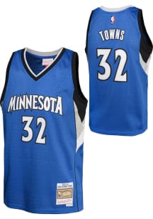 Karl-Anthony Towns  Mitchell and Ness Minnesota Timberwolves Youth Swingman Road Navy Blue Basketb..