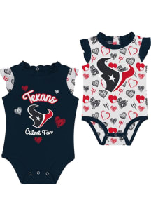 Houston Texans Baby Navy Blue Happy Hearts Design Set One Piece