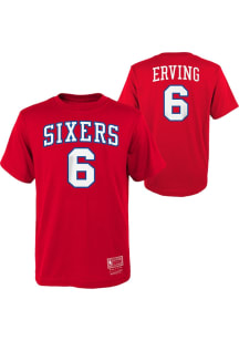 Julius Erving Philadelphia 76ers Youth Red Retro NN Player Tee