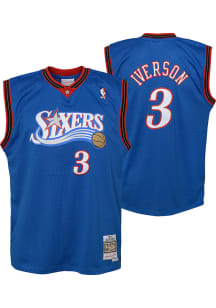 Allen Iverson  Mitchell and Ness Philadelphia 76ers Youth Swingman Alt Design Blue Basketball Jers..