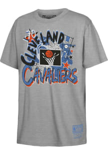 Mitchell and Ness Cleveland Cavaliers Boys Grey Play By Play Short Sleeve T-Shirt