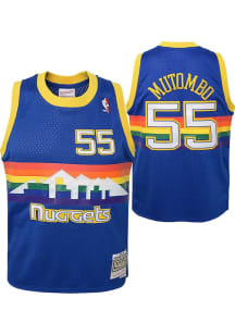 Dikembe Mutombo  Mitchell and Ness Denver Nuggets Youth Swingman Road Navy Blue Basketball Jersey