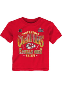 Kansas City Chiefs Toddler Red 2024 Conference Champions RT Side Draw Short Sleeve T-Shirt