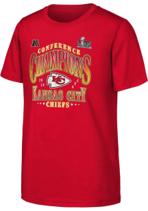 Kansas City Chiefs Youth Red 2024 Conference Champions RT Side Draw Short Sleeve T-Shirt