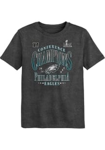 Philadelphia Eagles Boys Grey 2024 Conference Champions RT Side Draw Short Sleeve T-Shirt