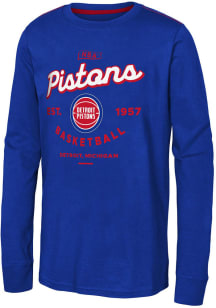 Detroit Pistons Boys Blue Low Post Long Sleeve T-Shirt