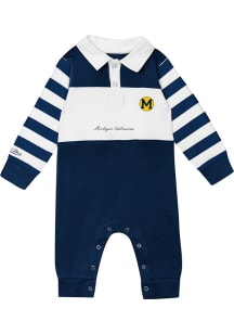 Mitchell and Ness Michigan Wolverines Baby Blue Rugby Long Sleeve One Piece