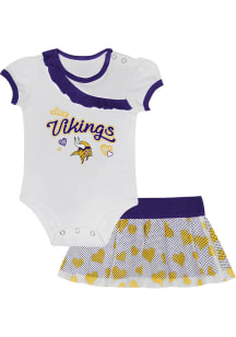 Minnesota Vikings Infant Girls White Love My Team Set Top and Bottom