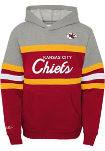 Mitchell and Ness Kansas City Chiefs Boys Red Head Coach Long Sleeve Hooded Sweatshirt