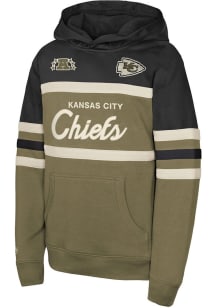 Mitchell and Ness Kansas City Chiefs Youth Olive Head Coach Long Sleeve Hoodie