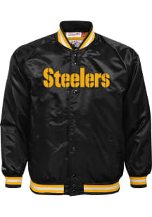 Mitchell and Ness Pittsburgh Steelers Youth Black Wordmark Satin Light Weight Jacket