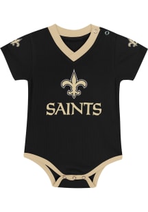 New Orleans Saints Baby Black Team Captain Short Sleeve One Piece