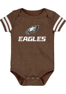 Philadelphia Eagles Baby Brown Playmaker Short Sleeve One Piece