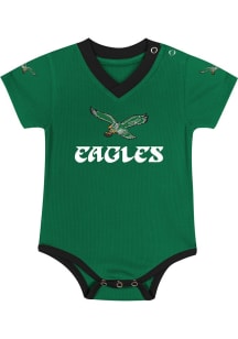 Philadelphia Eagles Baby Kelly Green Throwback Team Captain Short Sleeve One Piece