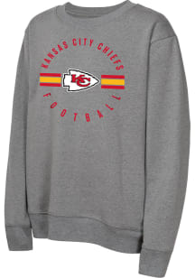 Kansas City Chiefs Boys Red Power Stripes Long Sleeve Crew Sweatshirt