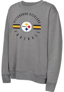 Pittsburgh Steelers Youth Grey Power Stripes Long Sleeve Crew Sweatshirt