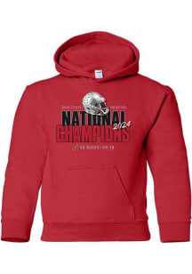 Ohio State Buckeyes Youth Red 2024 Football National Champions Long Sleeve Hoodie