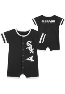Chicago White Sox Baby Black Double Hit Newborn Short Sleeve One Piece