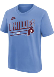 Nike Philadelphia Phillies Youth Light Blue Nike Cooperstown Logo Short Sleeve T-Shirt