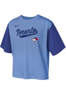 Nike Toronto Blue Jays Girls Light Blue Nike Wordmark Script Short Sleeve Fashion T-Shirt