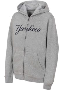 New York Yankees Youth Grey Wordmark Long Sleeve Full Zip Jacket