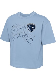 Sporting Kansas City Girls Light Blue Slogan Repeat Short Sleeve Tee