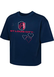 St Louis City SC Girls Navy Blue Slogan Repeat Short Sleeve Tee