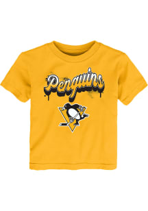 Pittsburgh Penguins Toddler Gold Bubbly Script Short Sleeve T-Shirt