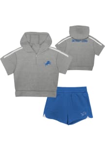 Detroit Lions Toddler Girls Snuggle Bug Top and Bottom Set Grey