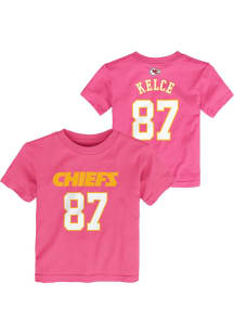 Travis Kelce Kansas City Chiefs Infant Girls NN Short Sleeve T-Shirt Pink