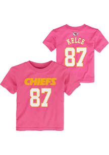 Travis Kelce  Outer Stuff Kansas City Chiefs Toddler Girls Pink NN Short Sleeve T-Shirt