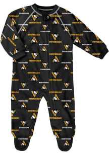 Pittsburgh Penguins Baby Black All Over Loungewear One Piece Pajamas