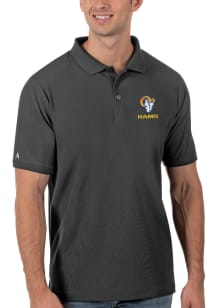 Antigua Los Angeles Rams Mens Black Legacy Pique Short Sleeve Polo