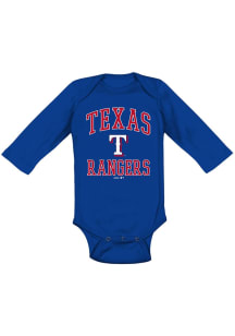 Texas Rangers Baby Royal Blue #1 Design Long Sleeve One Piece