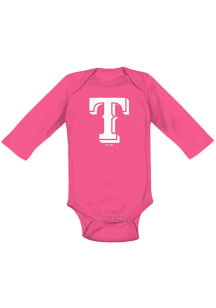 Texas Rangers Baby Pink Secondary LS Tops LS One Piece
