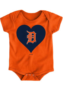 Detroit Tigers Baby Orange Heart Short Sleeve One Piece