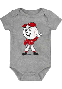 Outer Stuff Mr. Red Cincinnati Reds Baby Grey Baby Mascot Short Sleeve One Piece
