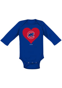 Chicago Cubs Baby Blue Heart LS Tops LS One Piece