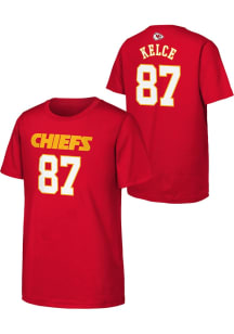 Travis Kelce Kansas City Chiefs Youth Red Flat Design Player Tee