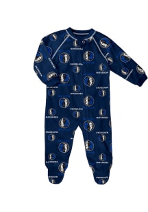 Dallas Mavericks Baby Navy Blue Zip Up Comfort Loungewear One Piece Pajamas