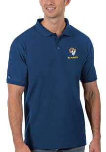 Antigua Los Angeles Rams Mens Blue Legacy Pique Short Sleeve Polo