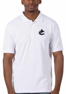 Antigua Vancouver Canucks Mens White Legacy Pique Short Sleeve Polo