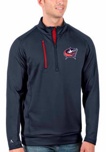 Antigua Columbus Blue Jackets Mens Navy Blue Generation Long Sleeve Qtr Zip Pullover
