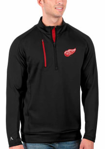Antigua Detroit Red Wings Mens Black Generation Long Sleeve Qtr Zip Pullover