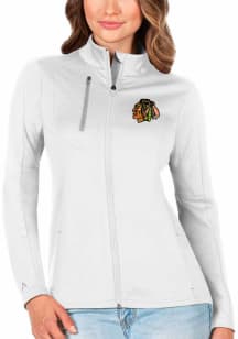 Antigua Chicago Blackhawks Womens White Logo Generation Light Weight Jacket