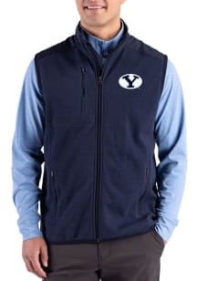 Cutter and Buck BYU Cougars Mens Navy Blue Hunts Point Eco Sleeveless Jacket