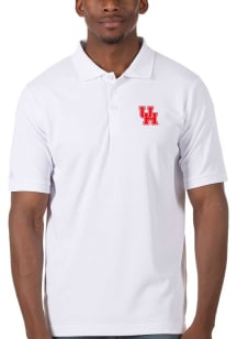 Antigua Houston Cougars Mens White Legacy Pique Short Sleeve Polo