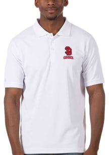 Antigua South Dakota Coyotes Mens White Legacy Pique Short Sleeve Polo